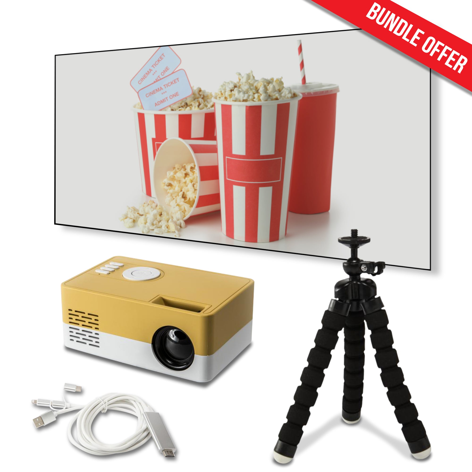 PortoProjector™- HDMI Portable Mini Movie Projector - BUNDLE